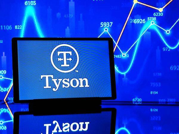 德国- 2024年2月21日：在这张照片中，泰森食品公司（Tyson Foods, Inc.）的标志在平板电脑上展示